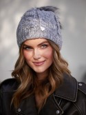 Winter hat with a pompom, dark gray C39 - Online store - Boutique